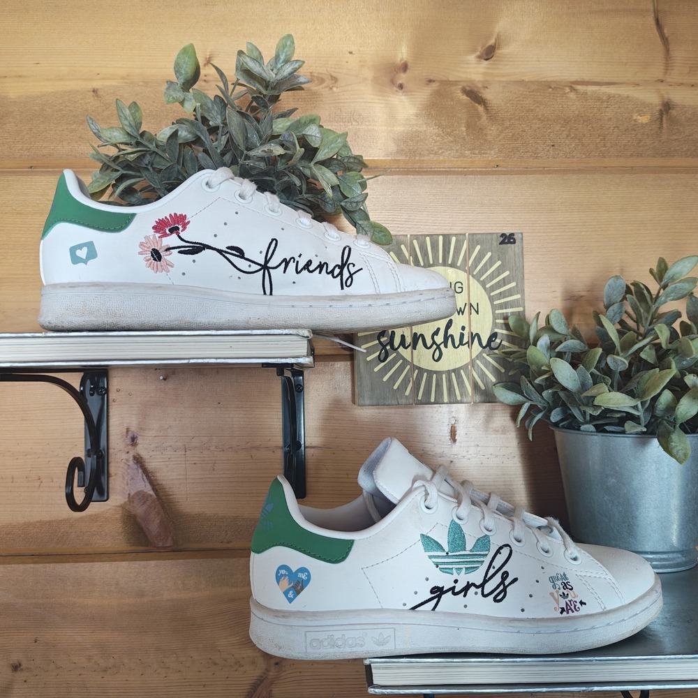 Adidas Stan Smith Low Leather Trainers UK 3 US 3.5 EU35 GZ7384 White/Green